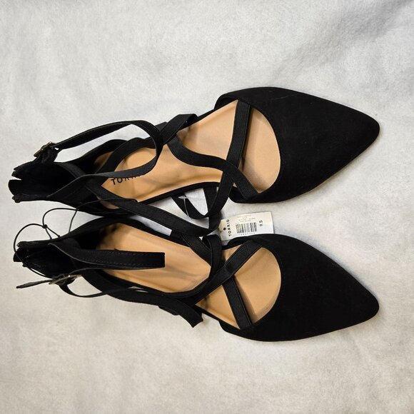 Torrid Womens Black Strappy Faux Suede Pointed Toe Flats Size 9.5 - Picture 2 of 8